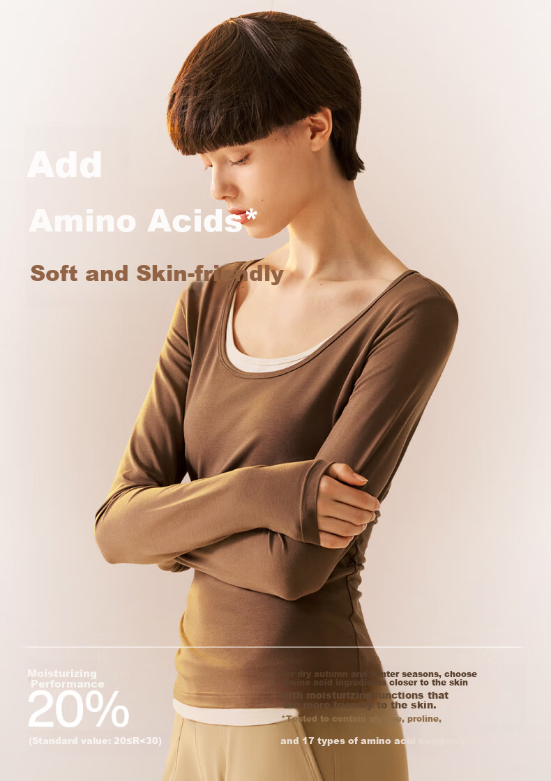 Bananain Liu Haocun Edition Thermal Skin 301 + Women's Warm Cotton-Feel Antibacterial Moisture-Wicking Thermal Underwear Autumn Base Shirt 4