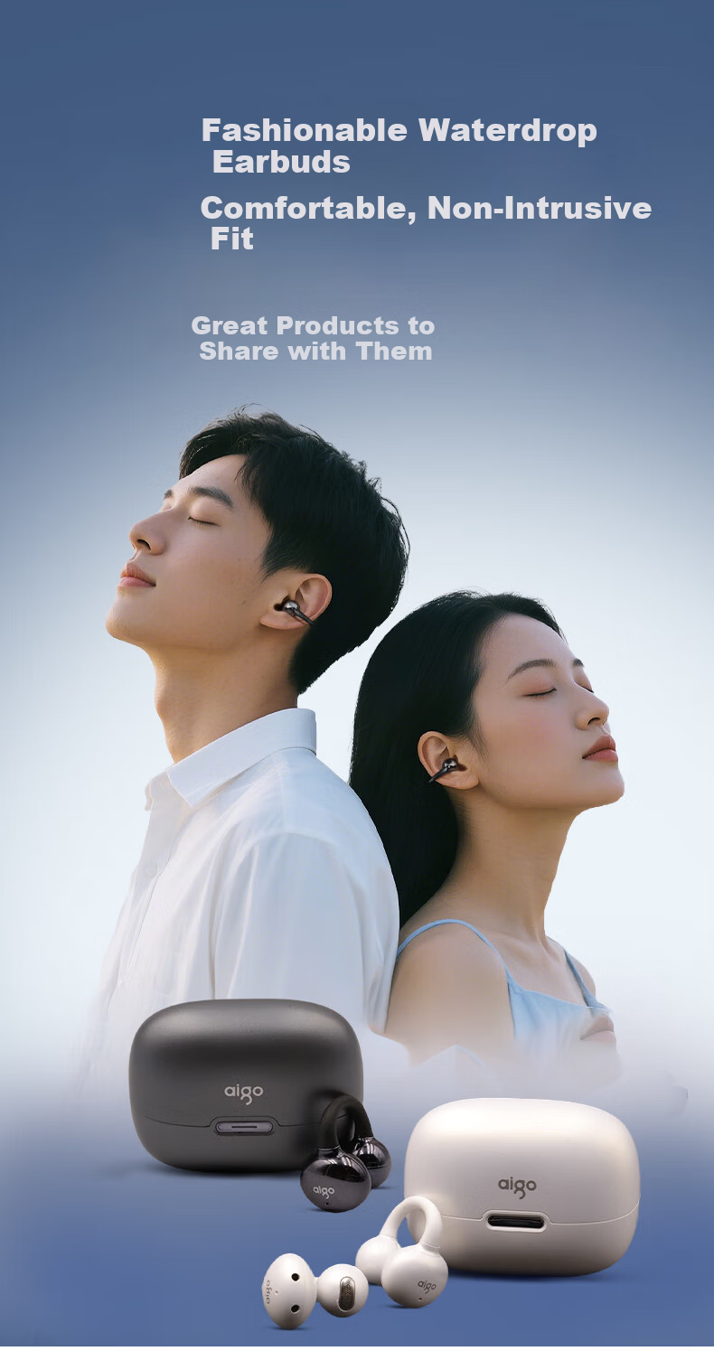 Aigo Bluetooth Clip-On Bone Conduction Wireless Noise-Cancelling Non-In-Ear Headphones for Kids Compatible with Xiaomi Apple CA05Plus Standard Edition White 5