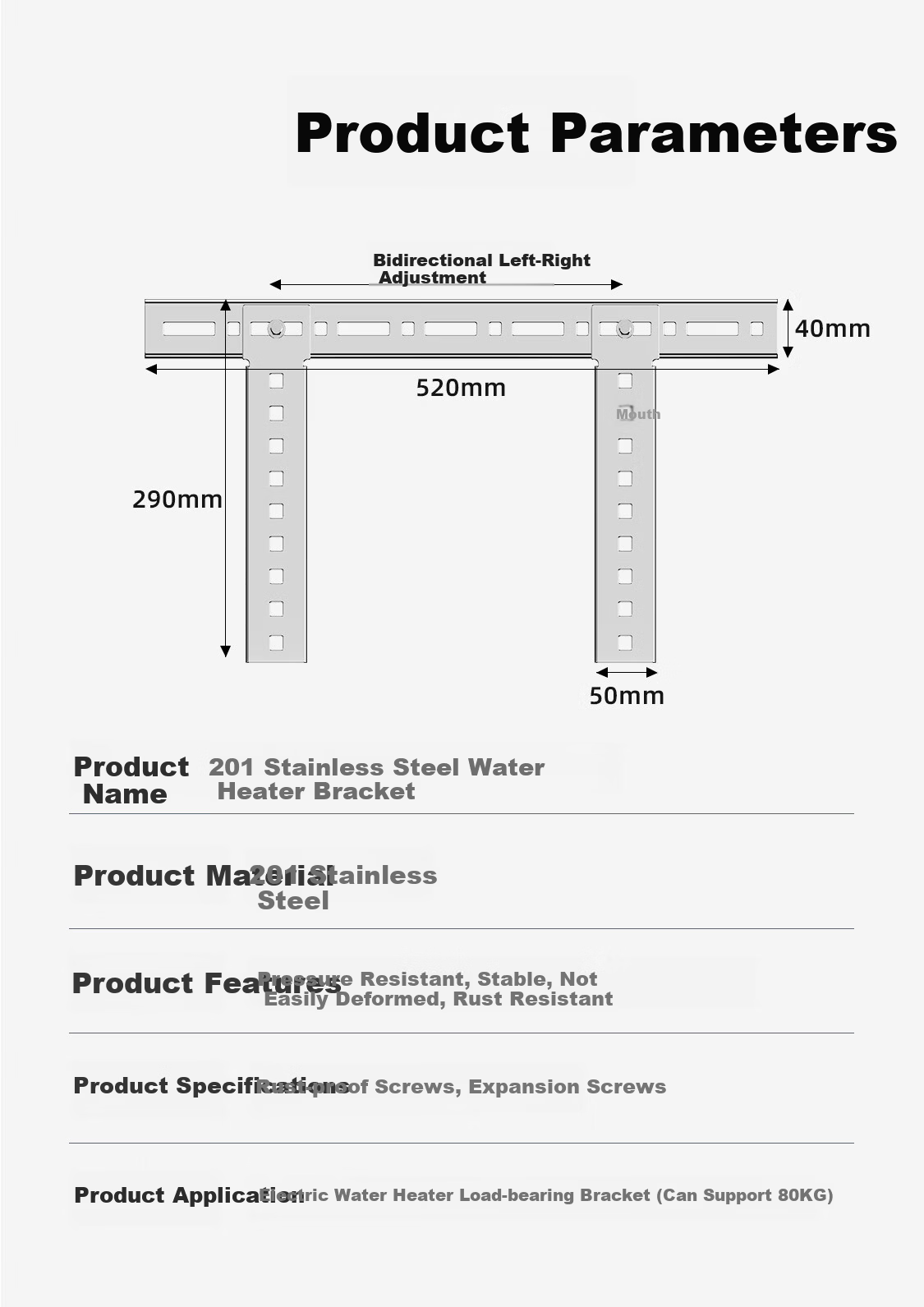 Behind Hero Electric Water Heater Wall Mount Bracket Thickened Load-Bearing Support Frame Holder Protective Fixed Hollow Wall Panel Auxiliary Installation Hook 10