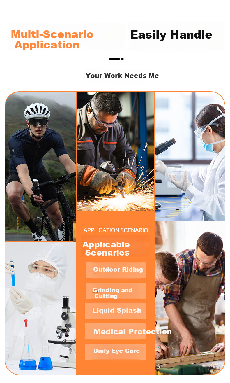 TA Protective Goggles Anti-Pollen Anti-Fog Windproof Sandproof Face Seal Dustproof Industrial Cutting Splash Grinding Anti-Fog Mountaineering Cycling Protective Glasses with Prescription Compatibility 2