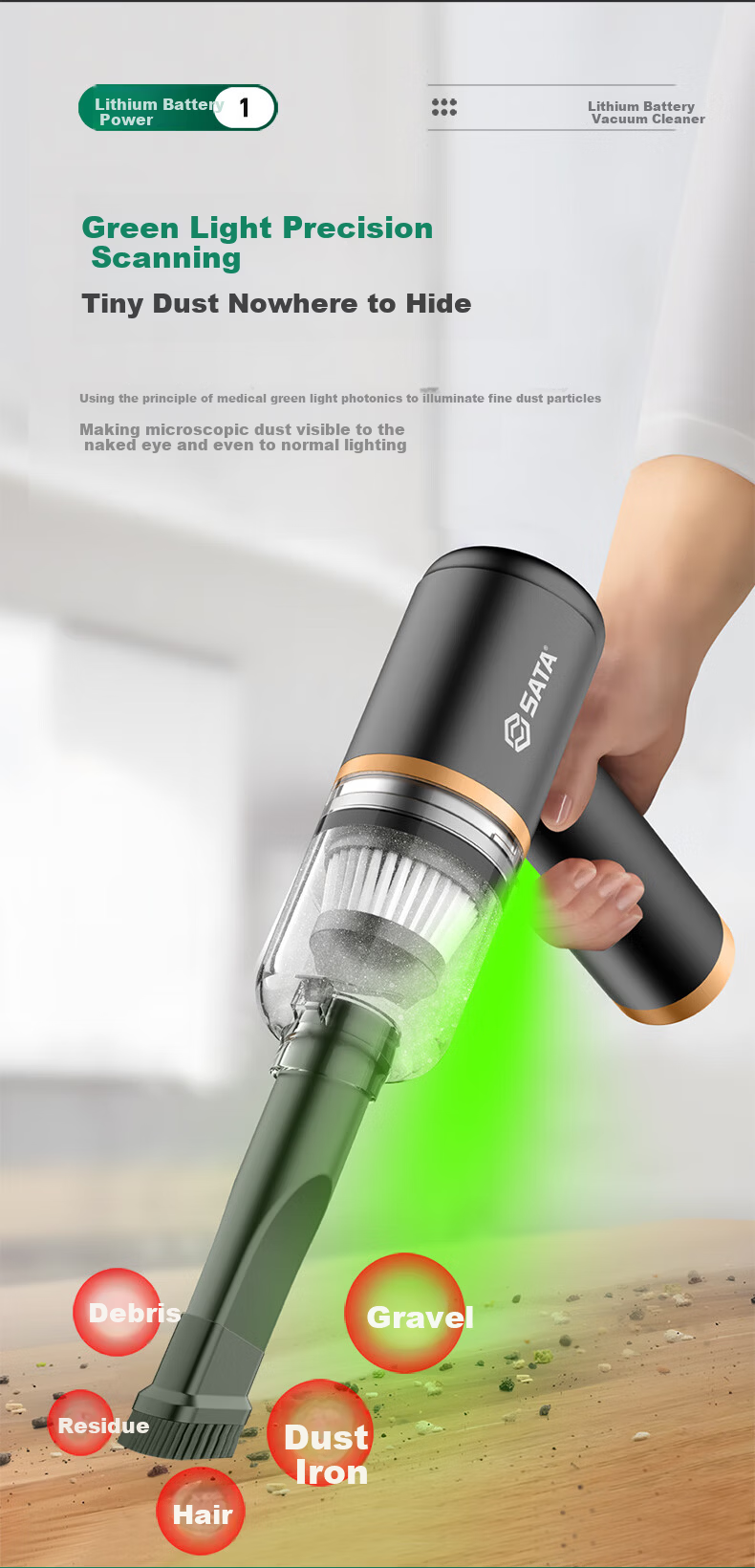 SATA Car Vacuum Cleaner Lithium Battery Handheld Mini Car Use High Suction Wireless Portable Vacuum Cleaner D05135 5