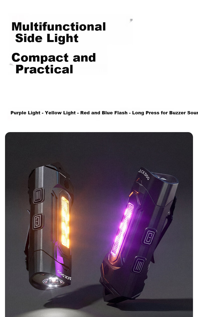 Black Dog Tactical Rechargeable Flashlight Lightweight Magnetic Clip Multi-Function Lighting 5