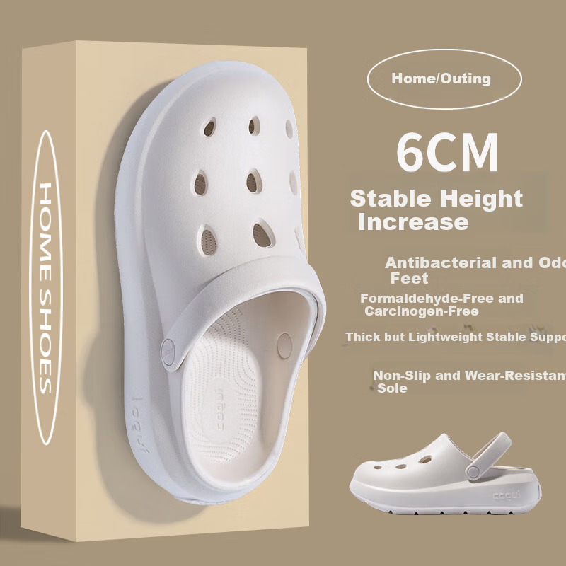 Coqui Unisex Outdoor Casual Beach Sandals Breathable Soft Elastic Thick Sole Clogs Beige 35-36 CQ2558
