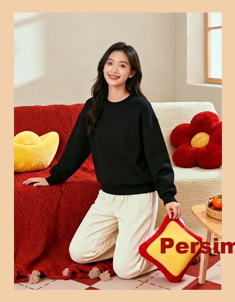 Baleno Red Fleece-Lined Warm Plus Size Long Sleeve Women's Sweatshirt 2026 Year of the Horse New Year Inner Wear Top for Women 10