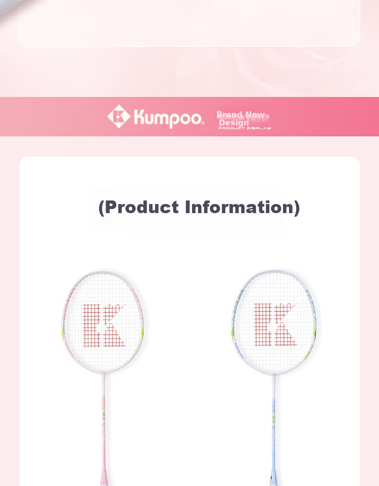 KUMPOO Badminton Racket LD-01 Pair Xunfeng Carbon Fiber Beginner Training Racket Black Purple + White Purple (Pre-strung) 11