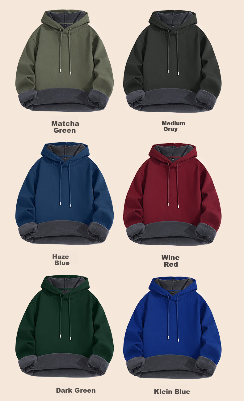 JEANSWEST LIFE Men's Heavyweight Hoodie Autumn Winter 2025 New Thickened Youth Fleece Sweatshirt 10