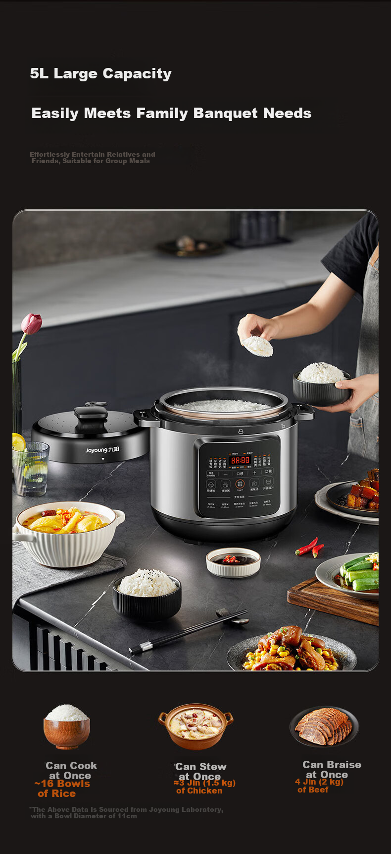Joyoung ZMD Safe Series Electric Pressure Cooker Smart Heating Timer Dual Inner Pots 5L Y-50H85 5