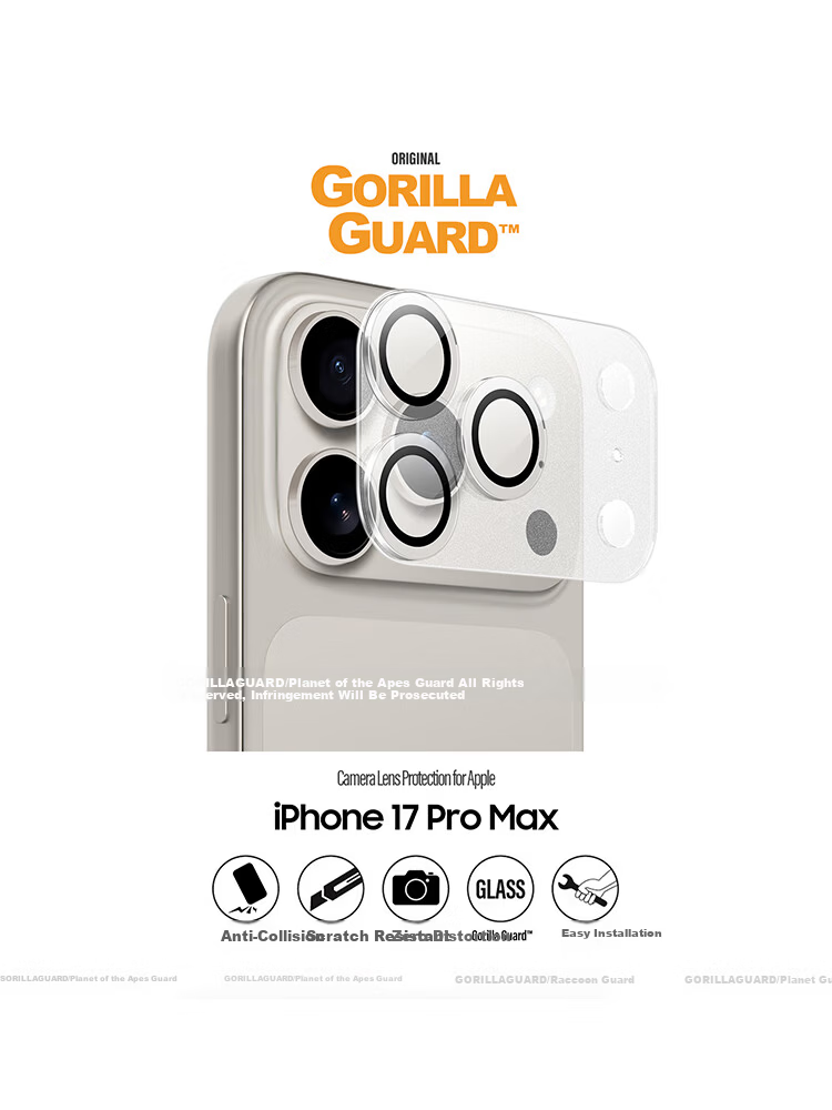 Ape Guard HD Full Coverage Lens Protector for Apple iPhone 17 Pro Max AR Anti-Reflective Ultra-Thin Alloy Tempered Glass Screen Protector Orange 6