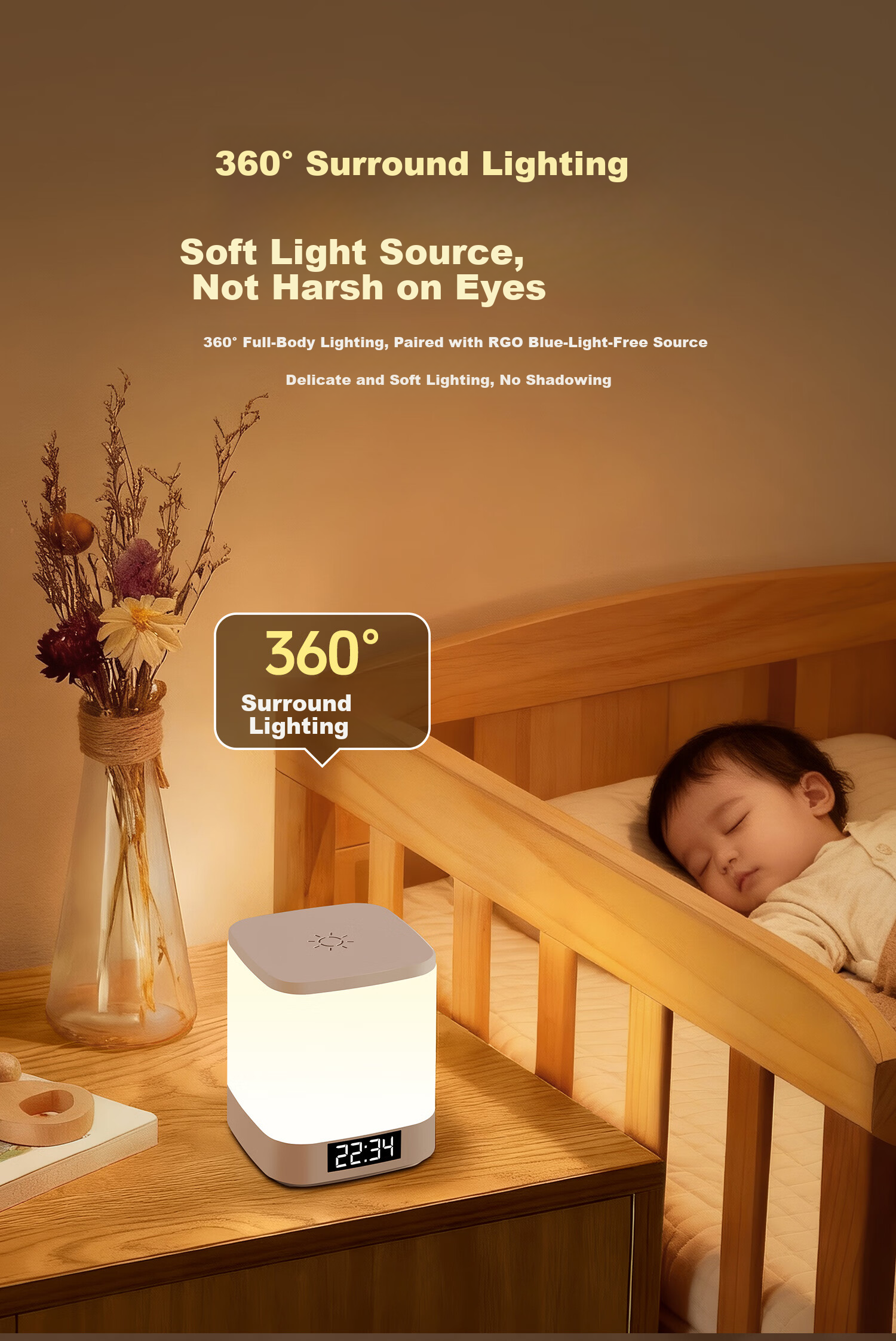XinYouSuoShu Voice-Controlled Smart Night Light Voice-Activated Sensor Bedside Lamp Bedroom Rechargeable Baby Feeding Eye Protection Sleep Companion Light 11