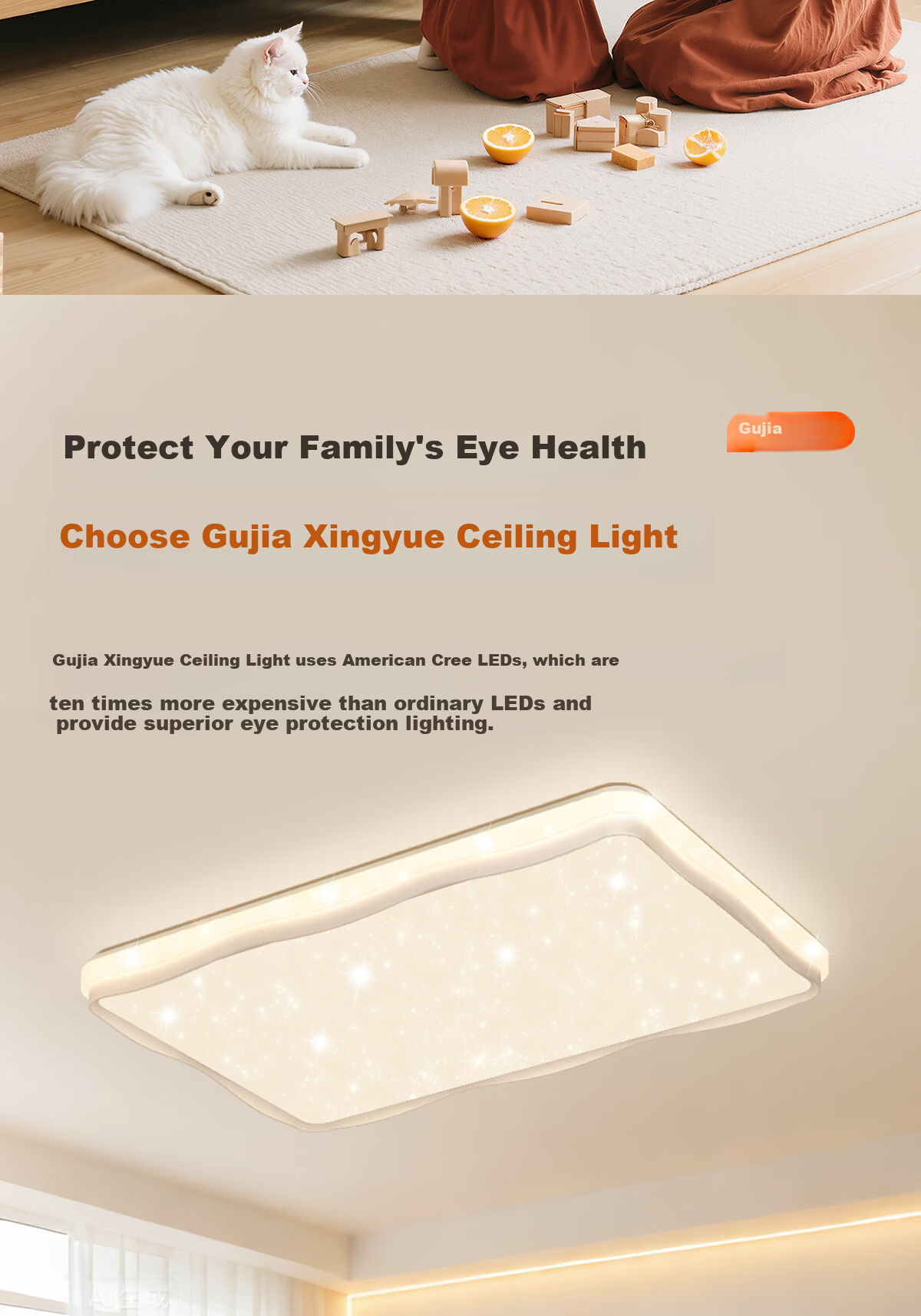 Kuka LED Ceiling Light Cream Style Eye Protection Cree Source Living Room Bedroom 50cm Round - Three Colors [Installation Included] 7