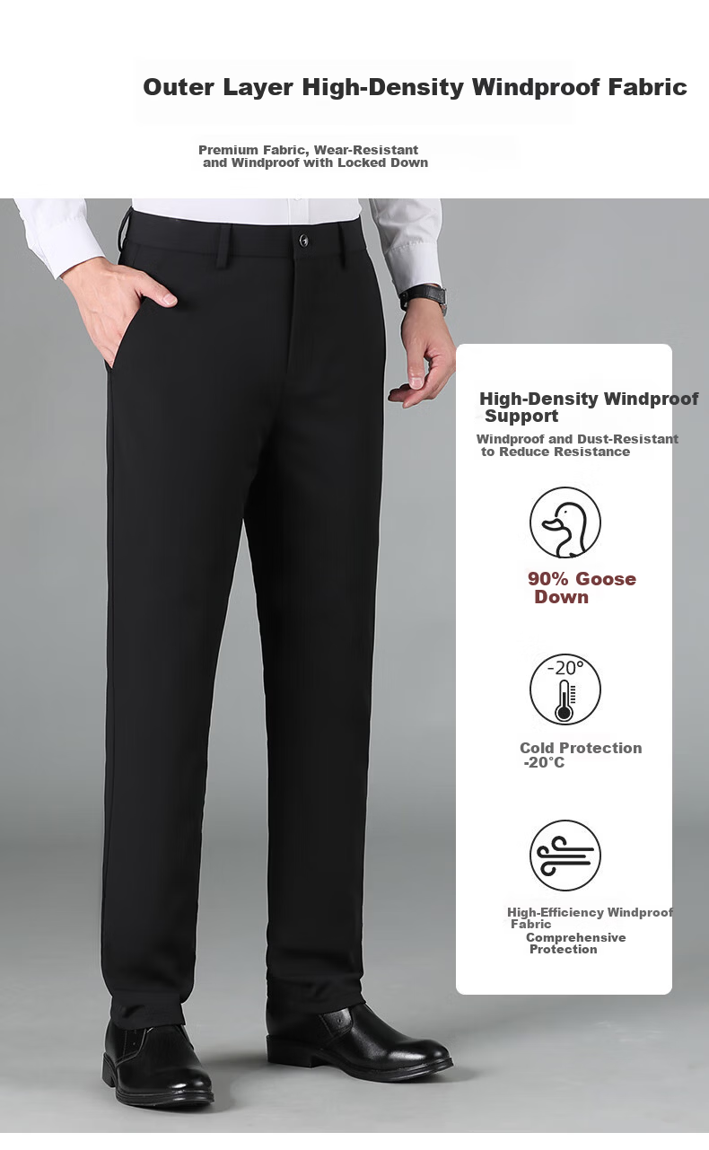 YAYA Men's 90% Goose Down Insulated Winter Suit Pants Thick Fleece Lined Straight Leg Trousers 4