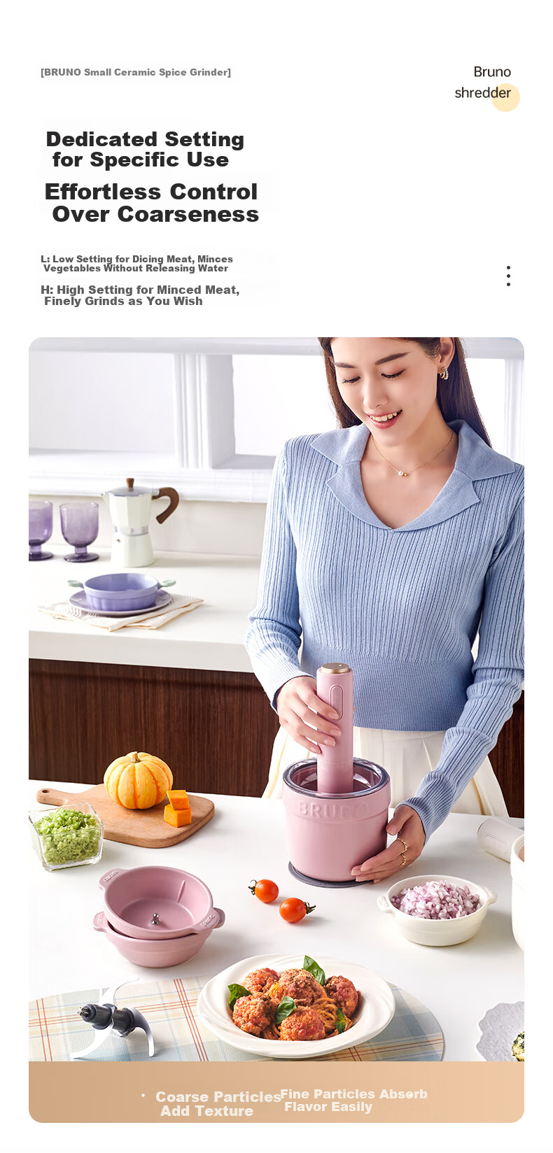 BRUNO [Price Protection 618] Meat Grinder And Seasoning Machine, Small Home Use Mincer for Grinding Meat And Vegetables, Multifunctional Mixer [Upgraded Ceramic] 9