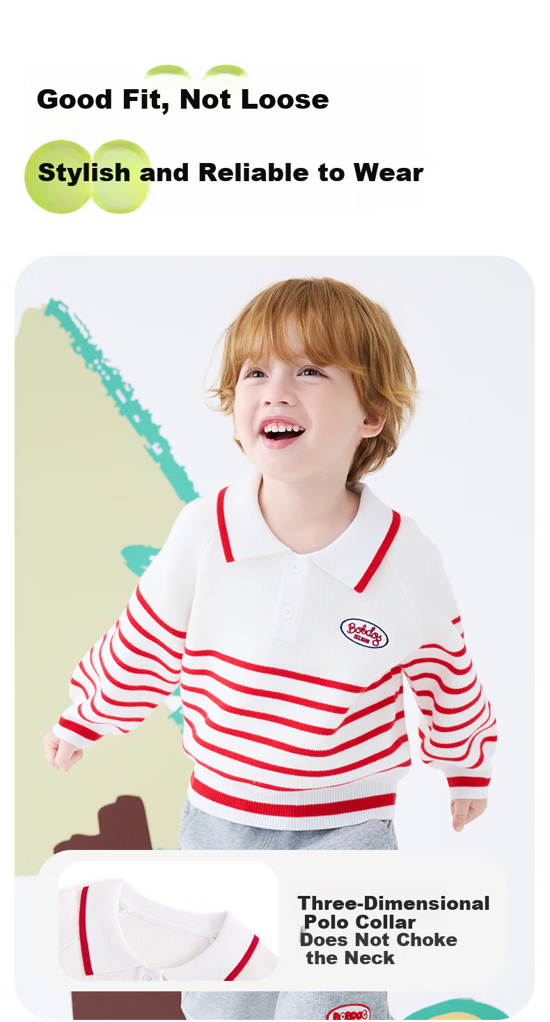 BOBDOG Kids Cardigan Sweater Spring and Autumn New Warm Round Neck Knitwear Boys Girls Versatile Base Layer Knit Sweater 5