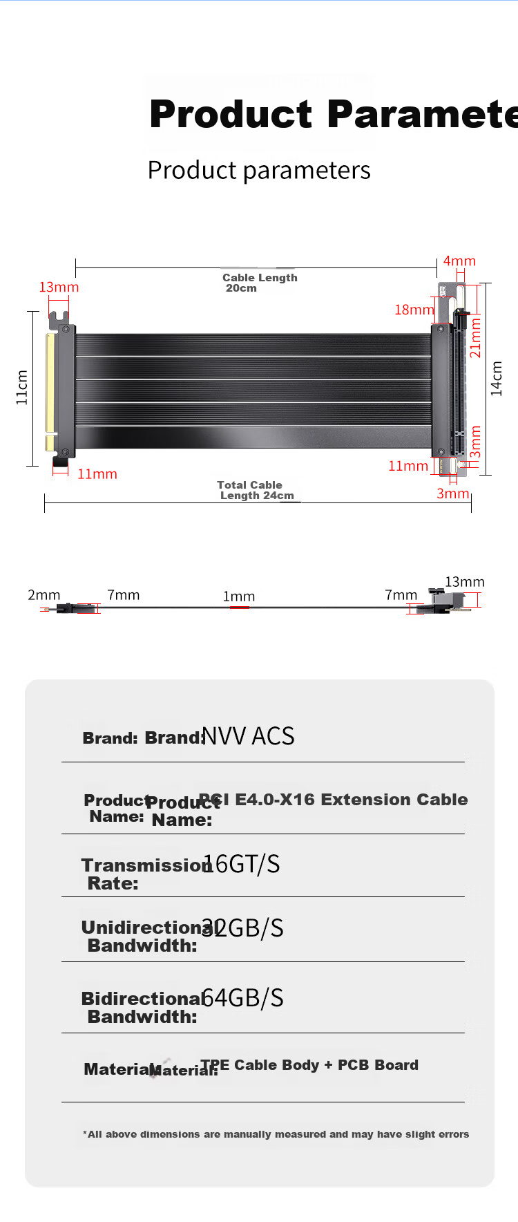 NVV PCIe 4.0 GPU Extension Cable 240mm Flexible 90-Degree Vertical Graphics Card Riser PCIe X16 Extension Cable NZ-L40-X16-20 7