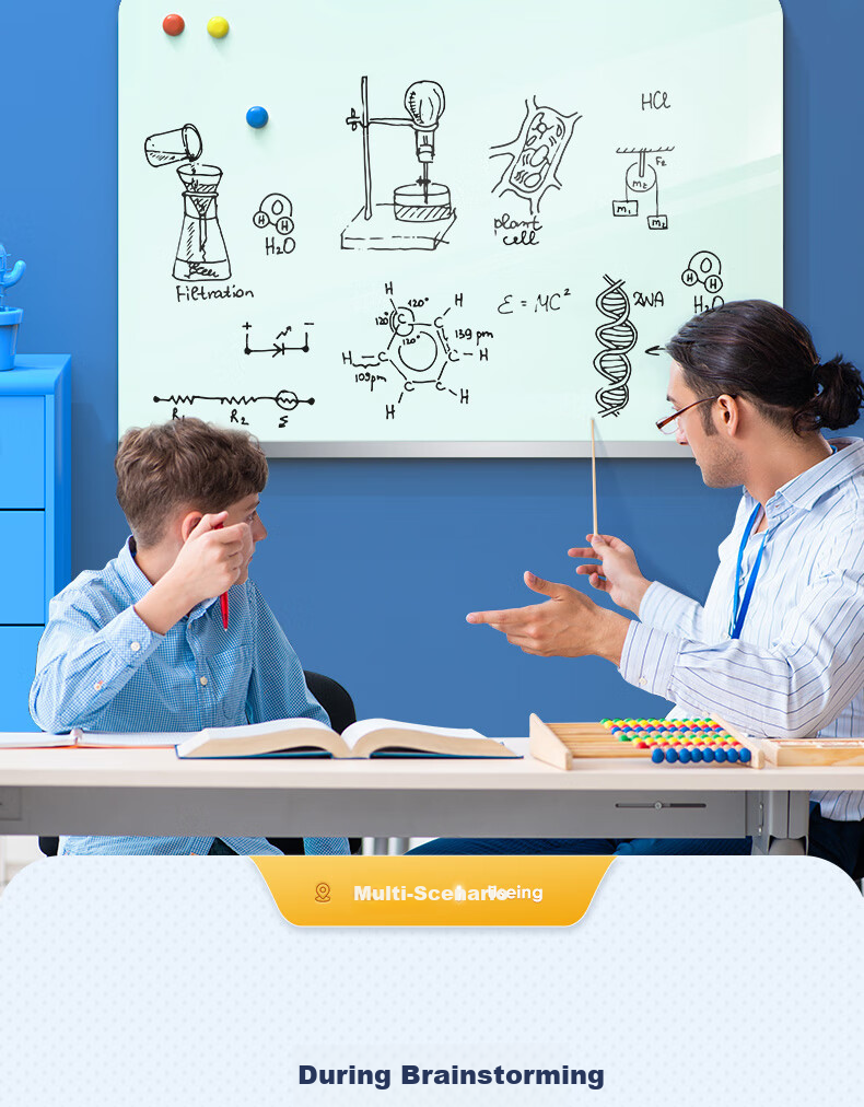 Deli Wall-Mounted Whiteboard 120x90cm Full-Screen Magnetic Tempered Glass Hanging Whiteboard Office Meeting Writing Board Blackboard (Includes Eraser, Marker, Magnetic Pins) MZ101 5