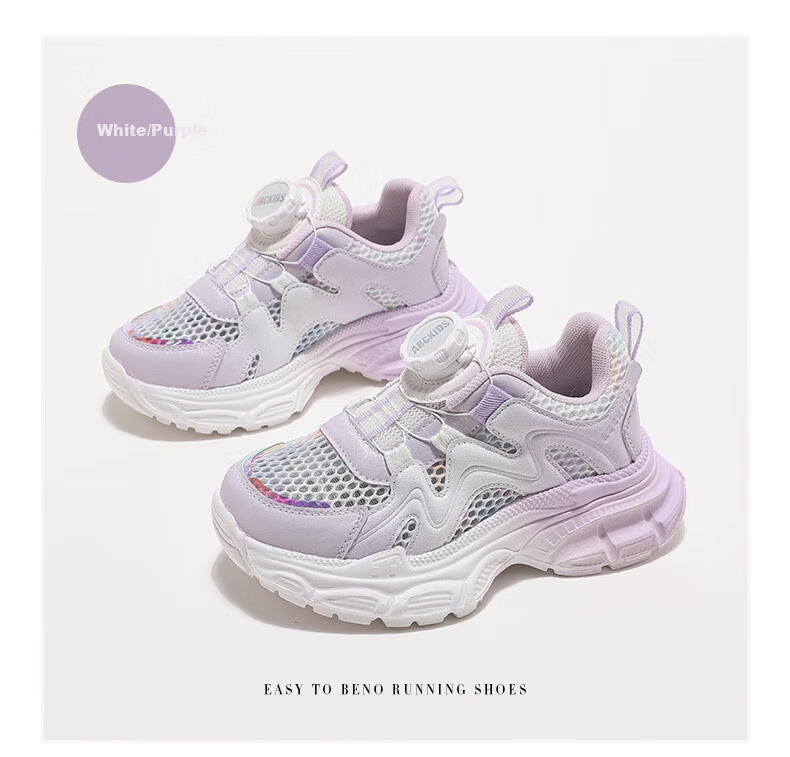 ABC KIDS Children's Summer Girls' Single Mesh Sports Shoes Breathable Big Kids 3244 White/Pink Size 32 9