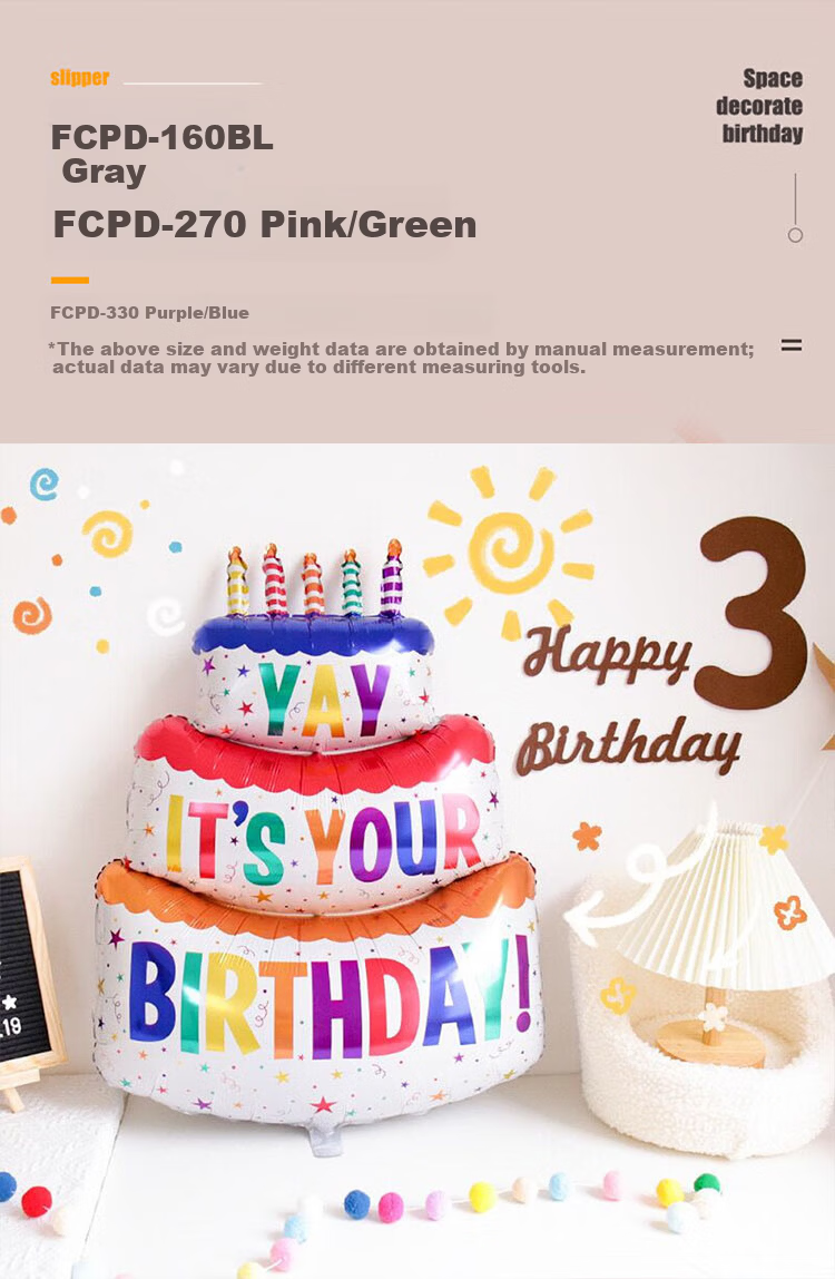 Qingwei Cake Balloon + Birthday Banner Photo Props Children's Party First Birthday Scene Decoration 5