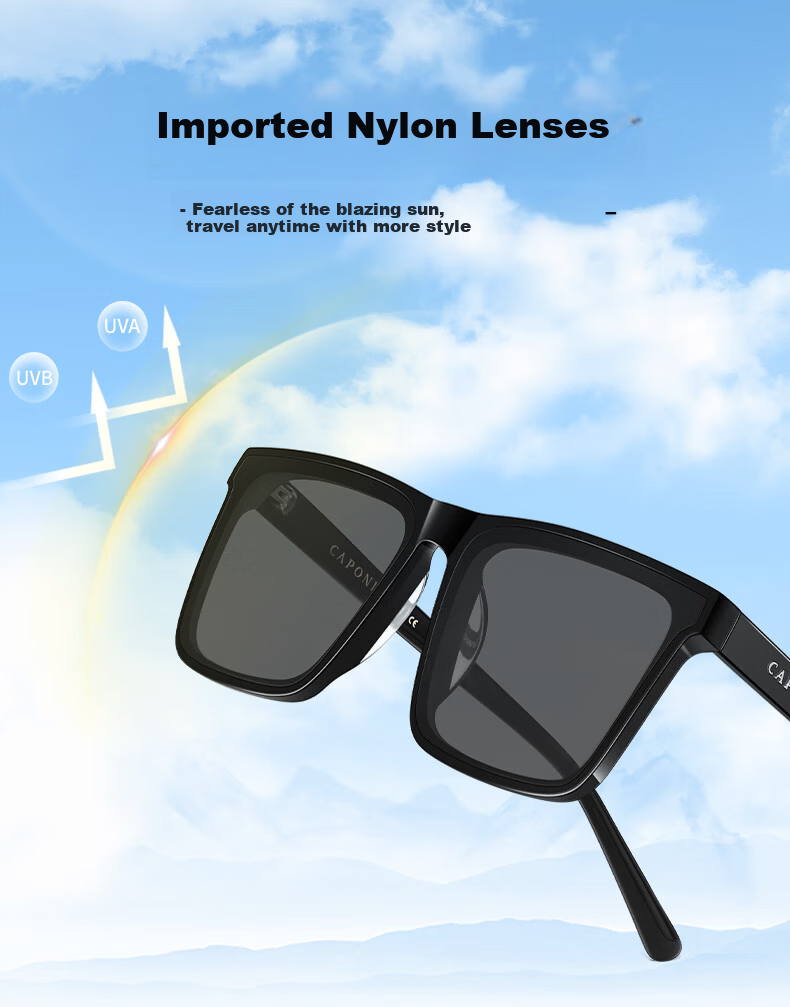 CAPONI Men's Large Face HD Nylon Polarized Driving Sunglasses UV Protection Large Frame Slimming 6