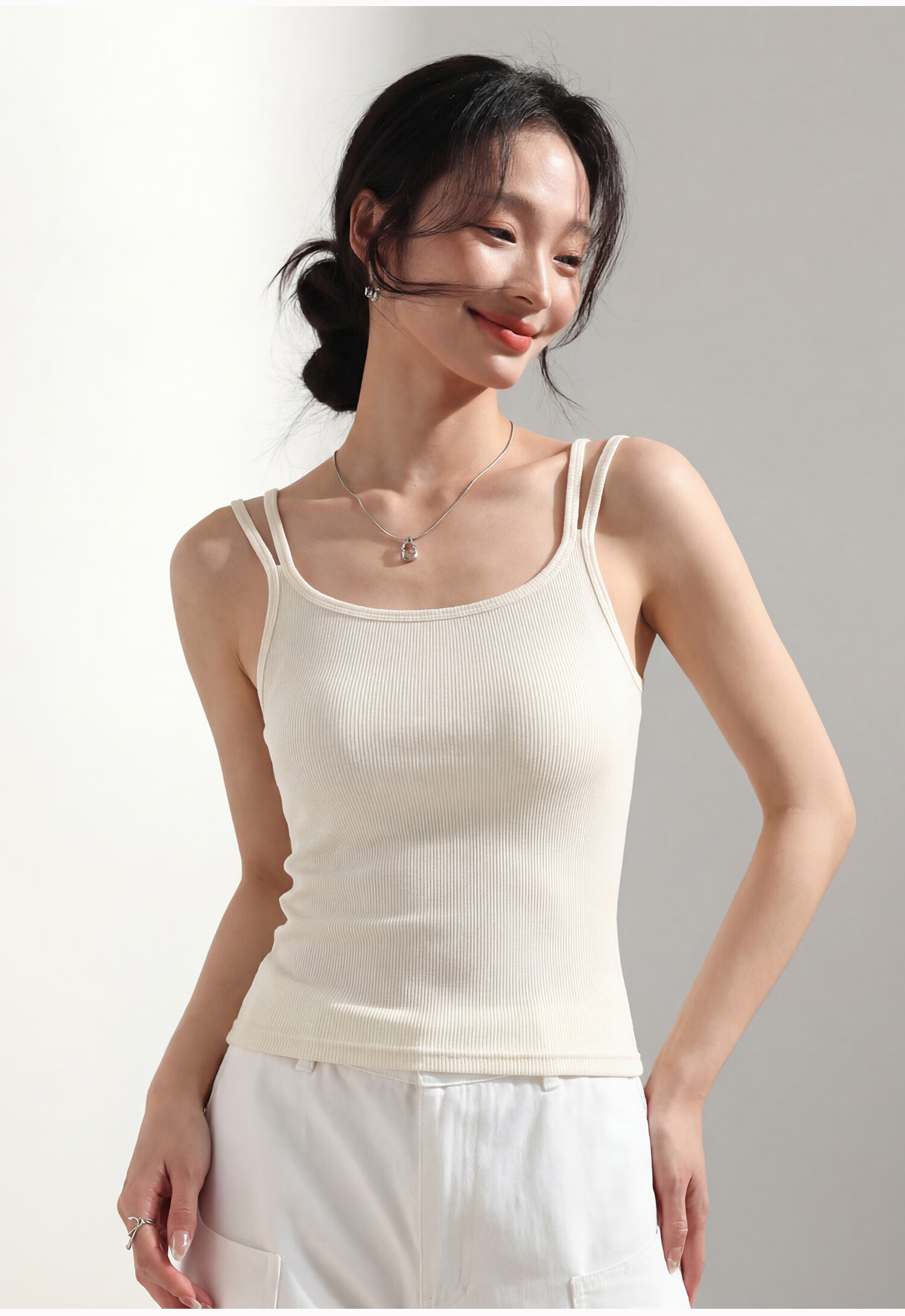 Miiow Women's Summer White Padded Camisole Vest 2026 New Stylish Back Double Shoulder Straps 23