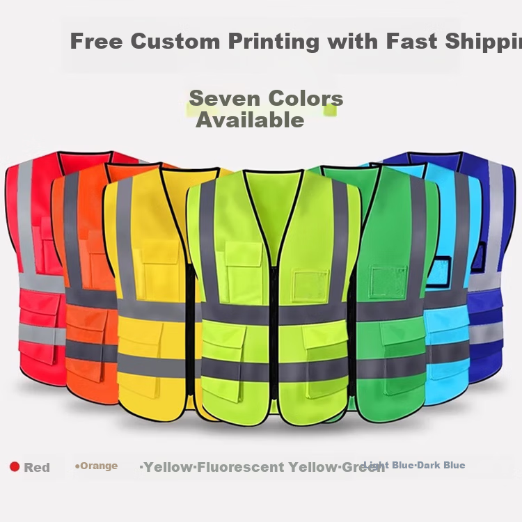 Haoma Reflective Vest Safety Workwear Construction Site Vest Vehicle Inspection Logistics Worker Reflective Jacket Thickened Multi-Pocket - Red [Same/Next Day Delivery] 6