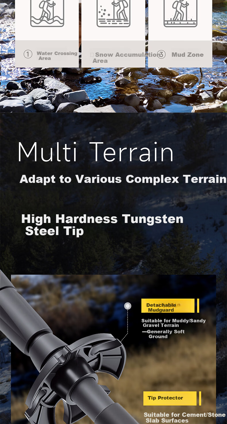 Tuteng Outdoor Hiking Pole Multifunctional Telescopic Walking Stick Ultra-Light Self-Defense Cane Mountain Climbing Staff Professional Trekking Gear 14