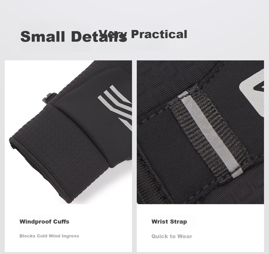 Keep Cycling Gloves [Microfiber Touchscreen] Warm Outdoor Windproof Coldproof Non-slip Electric Bike Autumn Winter Unisex 13