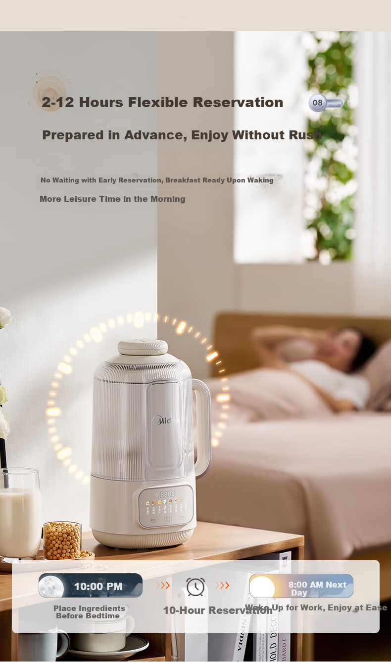 Midea Soy Milk Blender 1.2L Large Capacity for 2-5 People, Soundproof Cover, Fully Automatic, No Cooking, No Washing, New Multifunctional Juicer and Food Processor X99 22