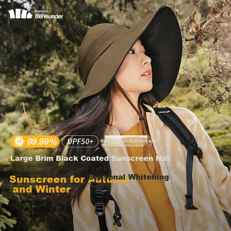 Beneunder Women's Fisherman Sun Hat Outdoor Sunshade Hat Spring Summer Windproof Wide Brim Face Slimming WR013