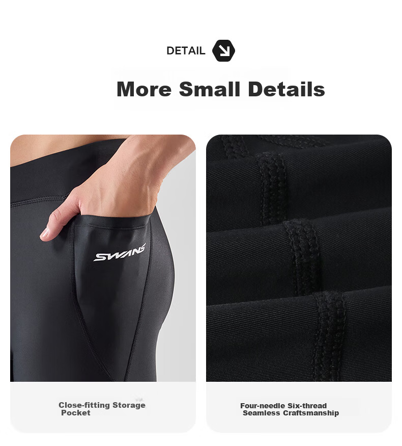 SWANS Men's Swim Pants Long Quick-Dry Sun Protection Anti-Embarrassment Diving Surfing Swimming Gear Black XL 6