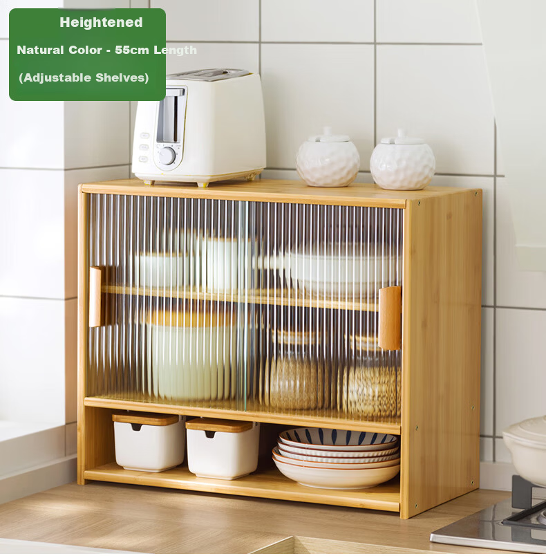 Lao Zhu Craftsman Kitchen Countertop Storage Rack Cup Holder Multi-layer Desktop Organizer Spice Rack Cabinet 55cm Length 19