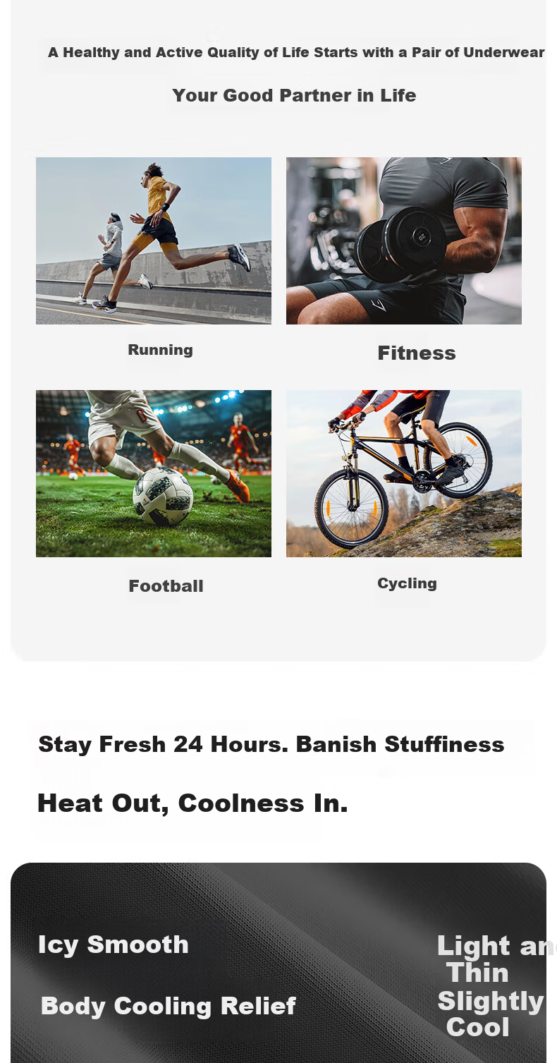 Seven-Color Spun Men's Extended Sports Underwear Anti-Chafing Ice Silk Plus Size Running Boxer Briefs Antibacterial Four-Point Shorts 1