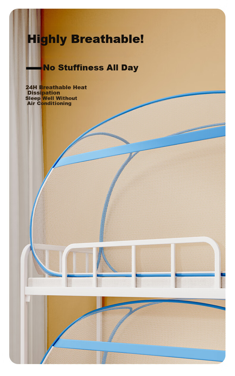 Lanwuxian Student Dormitory Mosquito Net, Mongolian Pack No-Installation Fall-Resistant Mosquito Net, Suitable for Bunk Beds on Both Upper And Lower Levels, 1.2*1.9 Meters 6