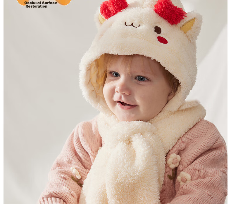 Beitais Baby Hat and Scarf Set, New Autumn Winter Thickened Windproof Neck Warmer for Boys and Girls 19