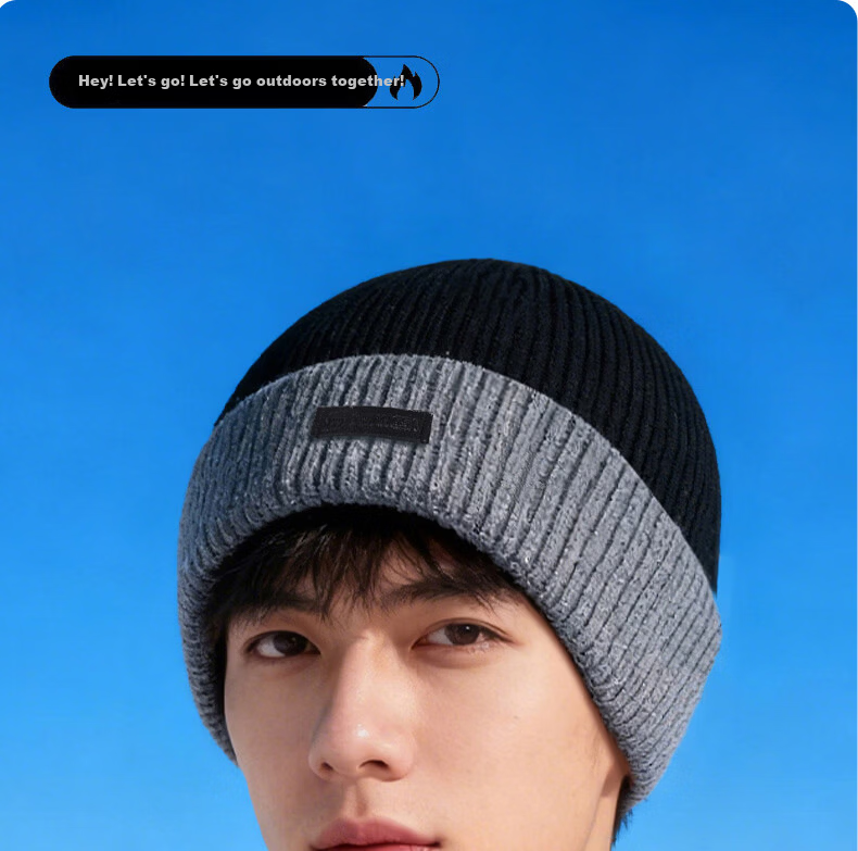Woodpecker Men's Winter Warm Thickened Knitted Cotton Hat Windproof Cycling Beanie 1