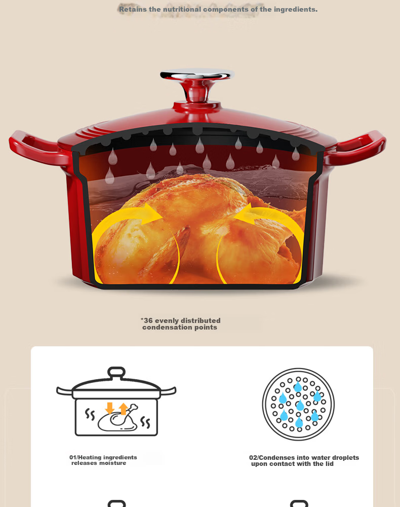 Kambach Enamel Cast Iron Soup Pot 3.5L Stew Braise Casserole Compatible with Induction and Gas Stoves 11