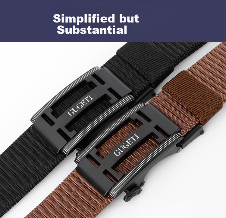 Gugti Men's Leather Belt Automatic Buckle Business Casual Pants Waistband Outdoor Military Training Woven Belt Fashion Versatile Gift 1