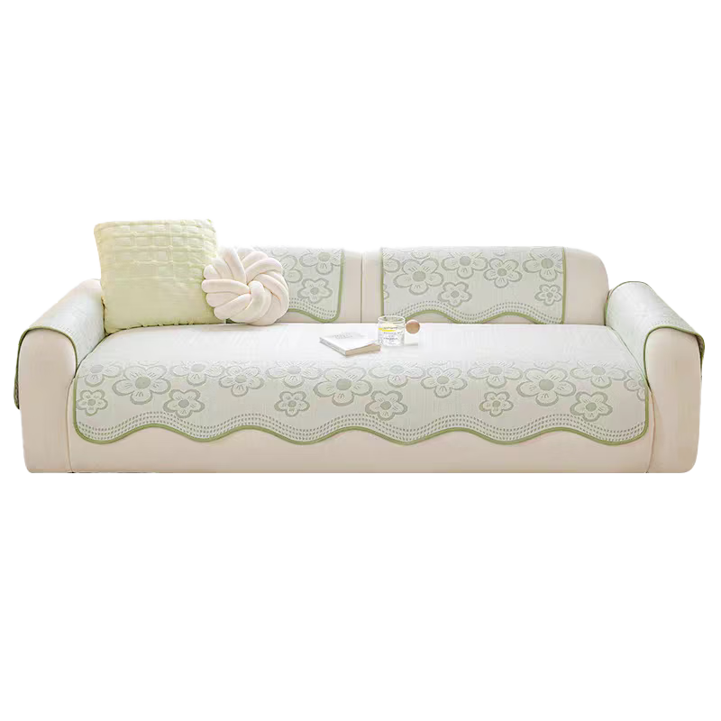 Wuyinliangpin Ice Silk Cooling Sofa Cushion, All-Season Seat Cover, Non-Slip Sofa Slipcover, Protective Pad, Throw Blanket, 90*210 Huaxing
