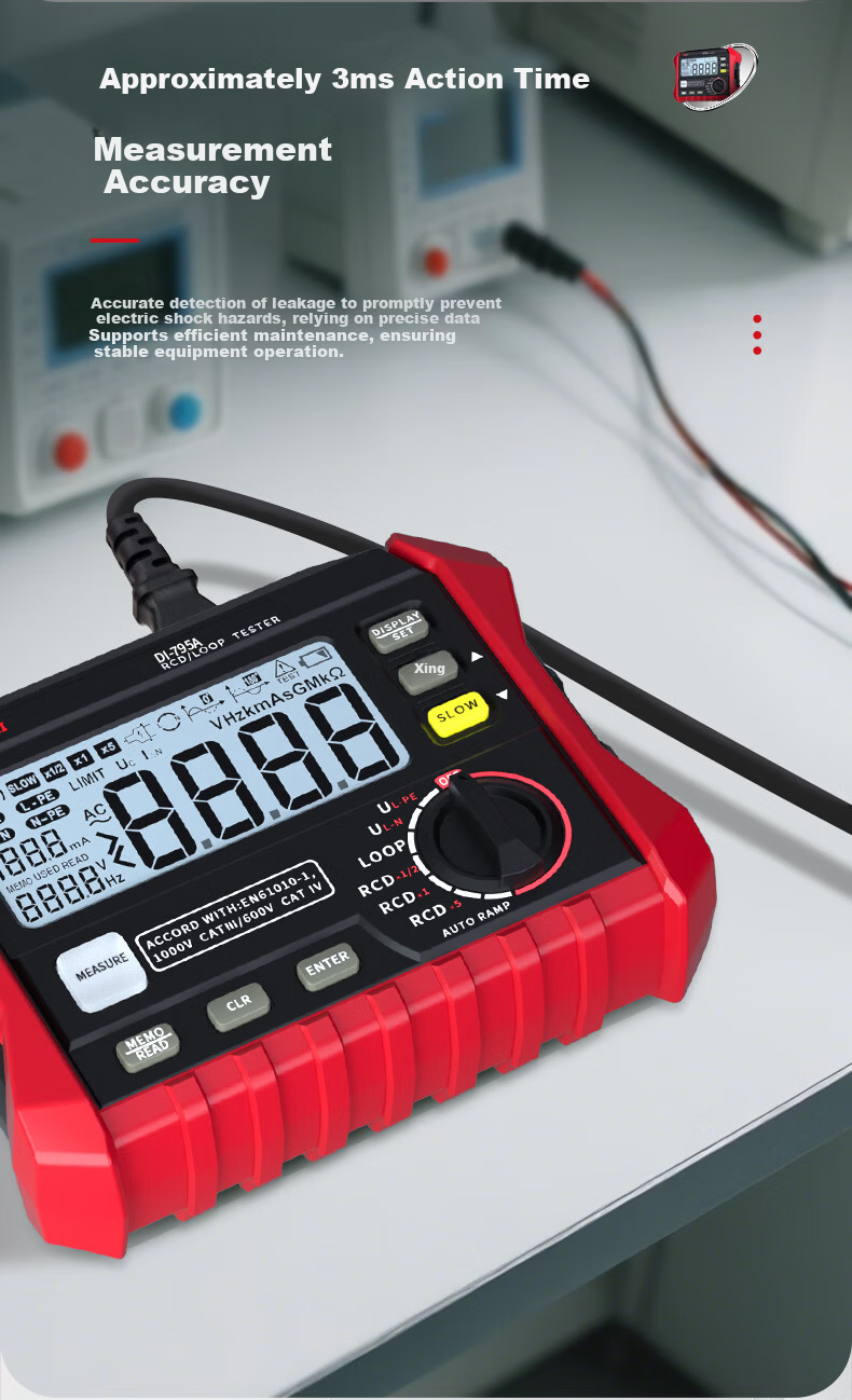 DELIXI ELECTRIC Leakage Protection Switch Tester with Voltage and Loop Resistor, Leakage Current Measurement 10-500mA 15