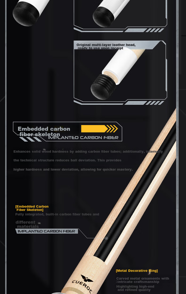 Kurok Galaxy 2 Big Head Billiard Cue Chinese Black 8 American 9-Ball Table Cue Exclusive Cue Case Set 16 Colors 7