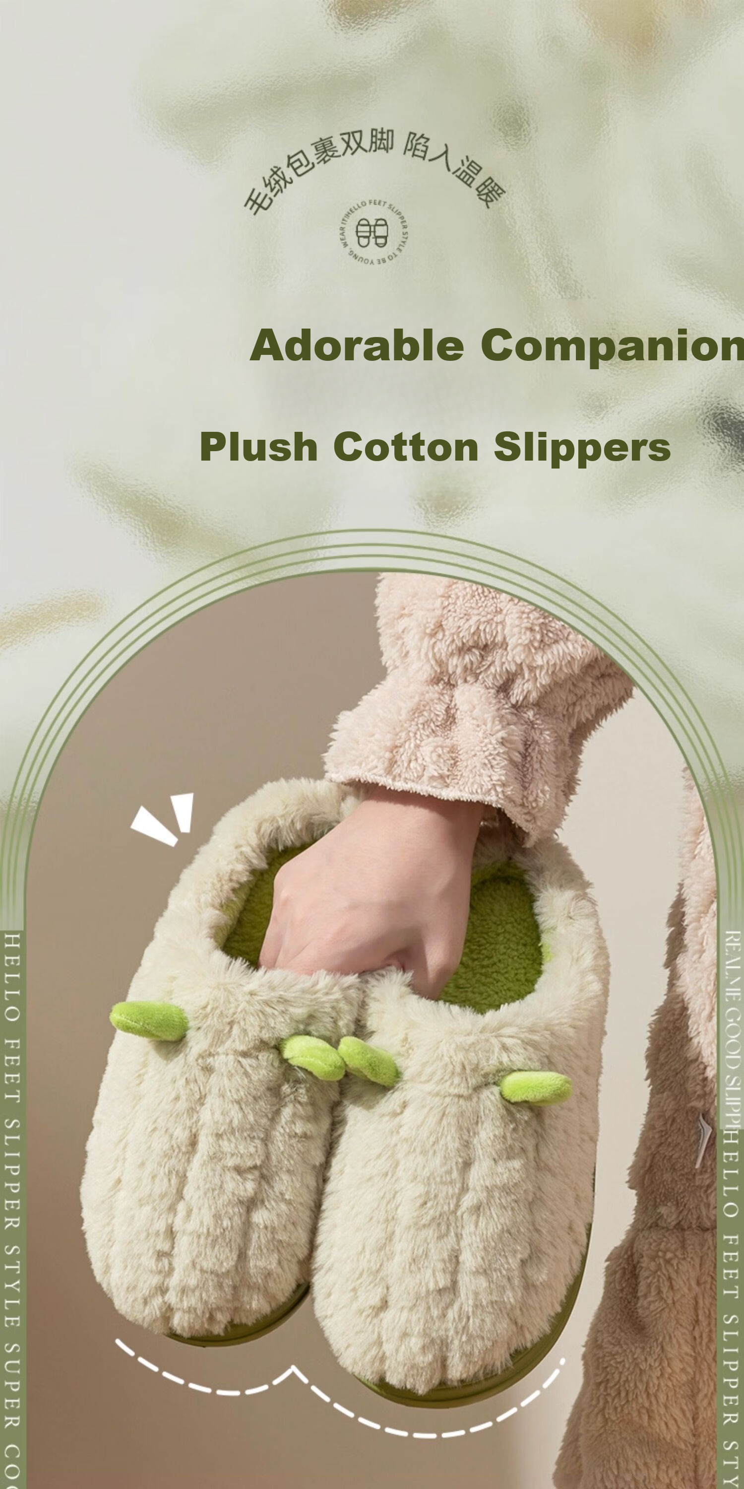 YUZHAOLIN Unisex Cotton Slippers Winter Fashion Cartoon Plush Warm Indoor Home Cotton Shoes YD628 1