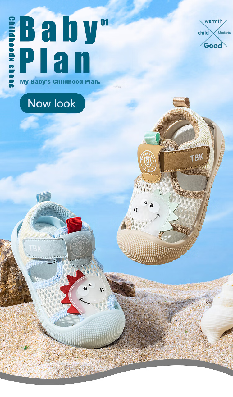 Tombek Baby Summer Protective Sandals Soft Sole Functional Toddler Walking Shoes Boys Cartoon Blue Size 19 1