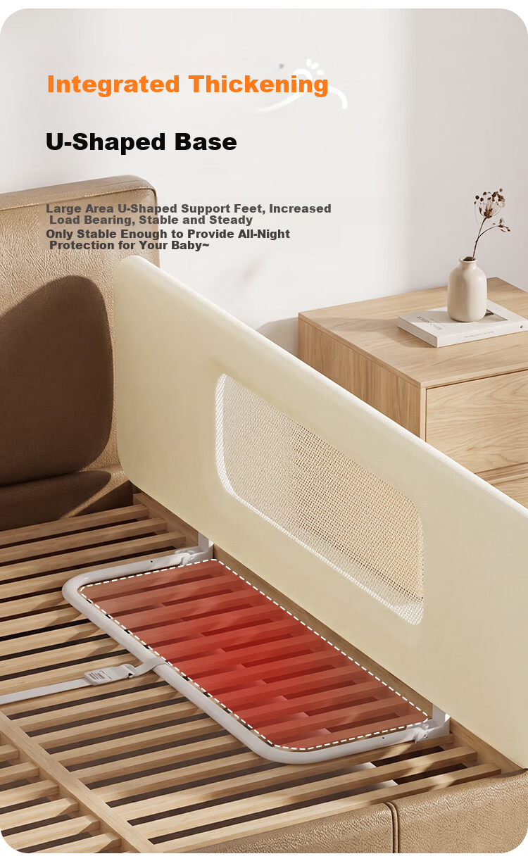 BangBangPig No-Installation Baby Bed Rail Anti-Fall Protective Barrier Portable Foldable Bed Guard 1.75m Single-Sided 5