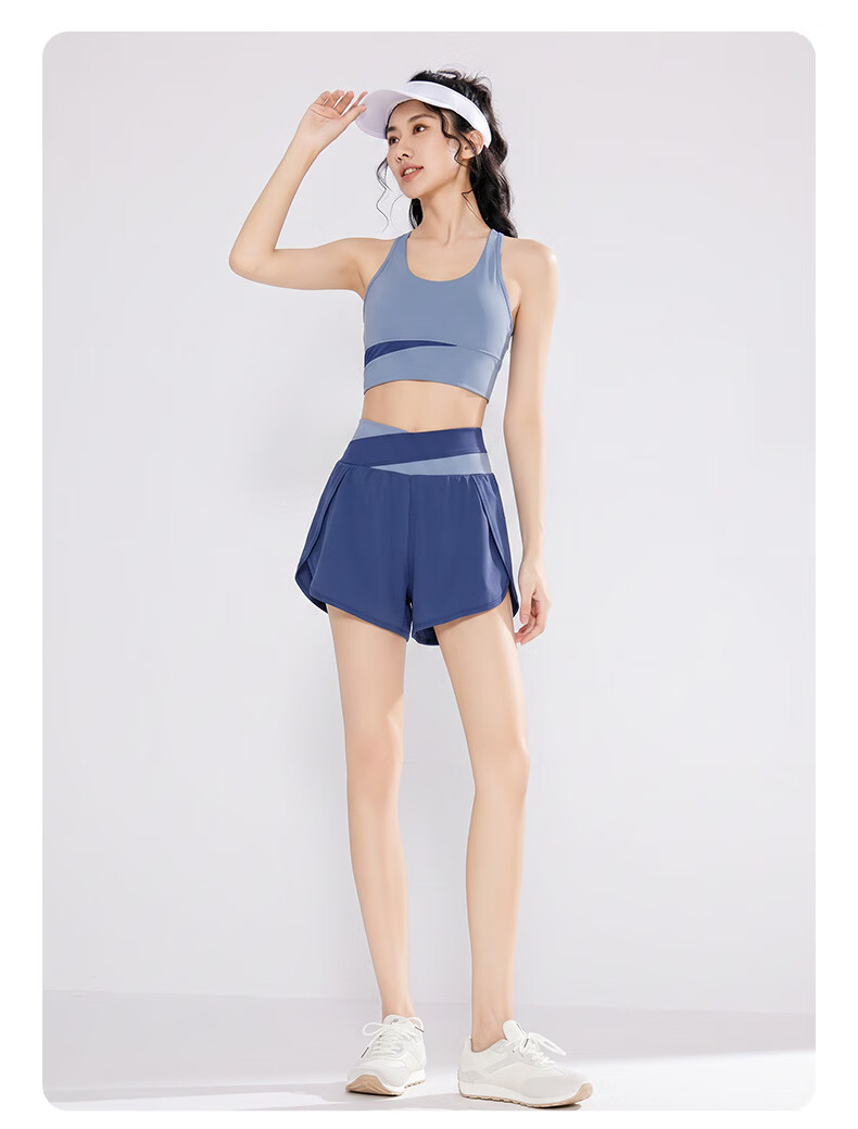 VICTORIATOURIST Women's Yoga Workout Set, Summer Sun Protection Fitness Outfit, Pilates Short-Sleeve Top And Shorts with Chest Pads, Two-Piece Set 26