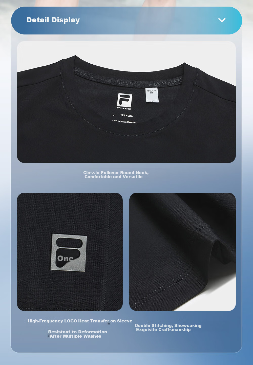 FILA Official Men's Short Sleeve T-Shirt 2026 Summer Cooling Breathable Round Neck Sun Protection Sports Top 6