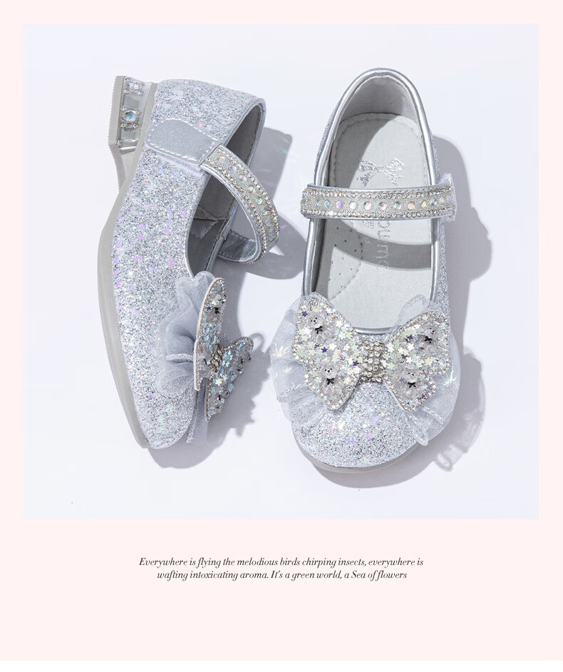 Fulomi Girls Princess Shoes Spring Autumn Children's Sequin Crystal Flats Performance Dress Shoes Light Gold Size 32 14