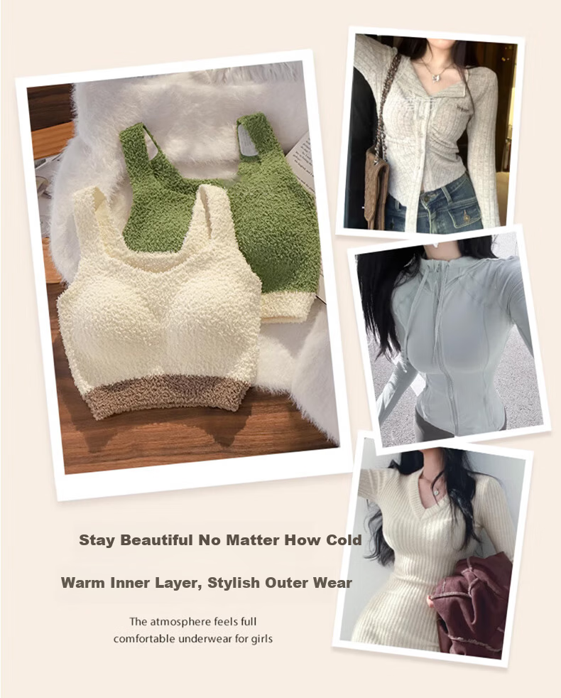 XUEXIMAN Women's Fleece-Lined Thickened Lambswool Thermal Vest Warm Innerwear Top Pure Desire Layering 10