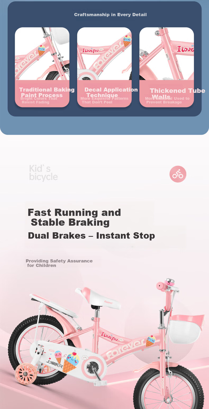 FOREVER Kids Bicycle 14-inch Princess Pink Pedal Bike for Boys and Girls Age 6-10, Suitable Height 95-115cm 5