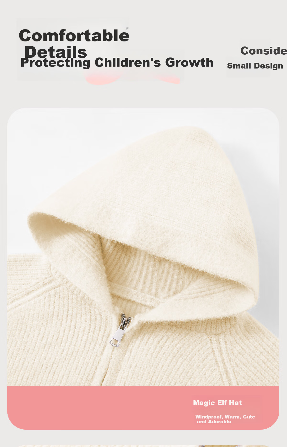 TonLion Kids Thickened Sweater Winter Warm Hooded Jacket Boys Girls Zipper Cardigan Red 130 9
