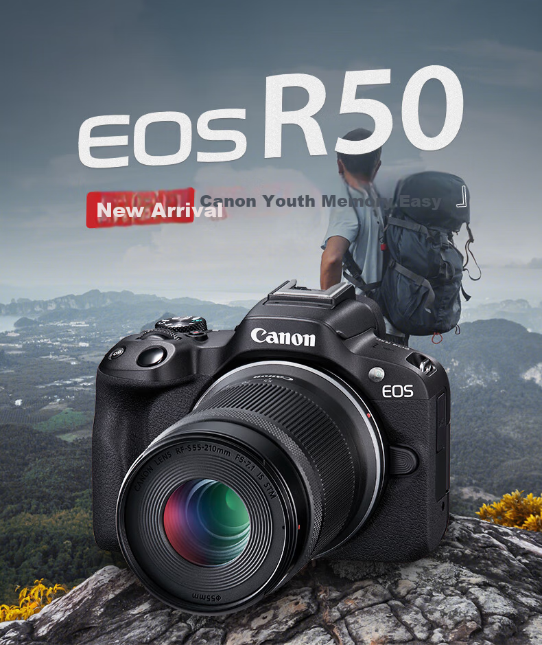 Canon R50 Mirrorless Camera, Travel Photography Dedicated Camera, 4K Video Vlog Shooting, Entry-Level APS-C Mirrorless Camera, Canon R50 White Body 1