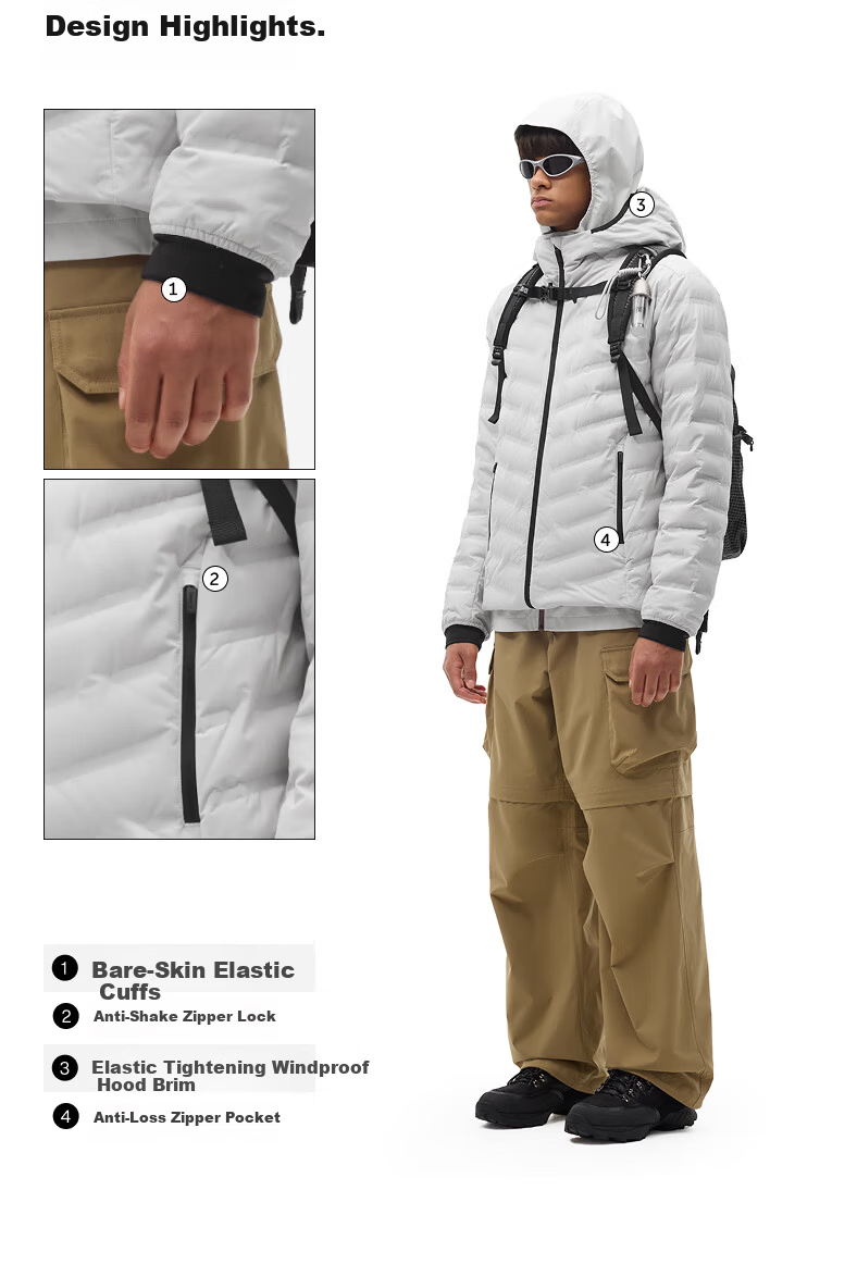 Jiao Nei Hydrogen 502Air Men's Twill Bonded Hooded Lightweight Down Jacket Commuter Warm Windproof Winter Coat 4